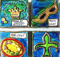 Mardi Gras - Collection of 4 mini paintings