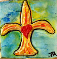 Fleur de Lis with Heart Mini Painting