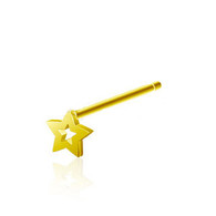 NOSS12-8 Sterling Silver Gold Plated Bendable Nose Ring with 3mm Hollow Star