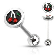 BSQ-0111 Surgical Steel Barbell with Half Dome Cherry Top