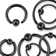 RSFT Surgical Steel Black Plated One Side Fixed Ball Ring