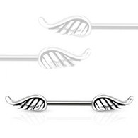 KR12778 316L Surgical Steel Nipple Bar with Angel Wings