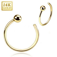 GDNOCP-2008 14 Karat Solid Yellow Gold Ball Nose Hoop Ring