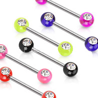 KB01 Nipple Bar with Double Front Facing Gems
