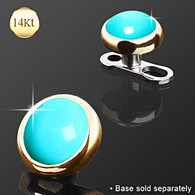 14KT Gold Round Dermal Turquoise Stone DAG006