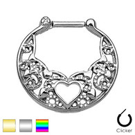 SEPS-06 Heart Laced All 316L Surgical Steel Septum Clicker