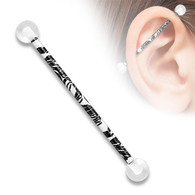 Black and White Pattern Printed Industrial Barbell BSPA01-08