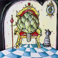 Artichoke Queen with Cat Tile Trivet