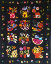 Summertime Sampler wool appliqué wall quilt design by Erica Kaprow