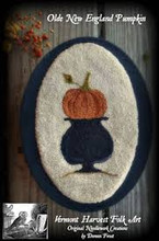 Olde New England Pumpkin punchneedle pattern designer Vermont Harvest Folk Art
