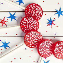 red lollipops, picnic lollipops, cook out lollipops, natural lollipops, gourmet lollipops, vegan lollipops, organic lollipops, July 4th lollipops, summer lollipops