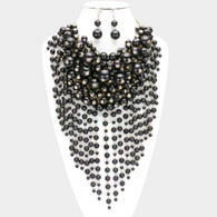 Black Pearl Layered Necklace Set
