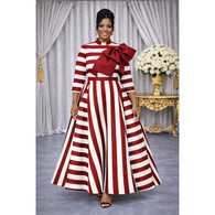 White & Wine (more of a red) Stripe Maxi Dress