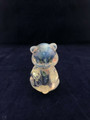VINTAGE OPALESCENT HANDBLOWN GLASS FENTON BEAR WITH HAND PAINTED FLOWERS