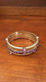 NEW ROBERT ROSE GOLDTONE BANGLE BRACELET SET OF 4 WITH CLEAR AND PURPLE CRYSTAL ACCENTS