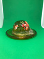 FENTON ORANGE GLASS HAT WITH HAND PAINTED POPPIES