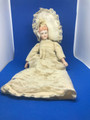 VINTAGE HANDMADE DOLL WITH PORCELAIN HEAD AND HANDS WITH LACE DRESS