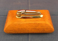 RARE! MID 20TH CENTURY RONSON METAL LIGHTER IN WOOD BASE