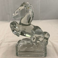 1940s FOSTORIA REARING HORSE CLEAR GLASS BOOKENDS SET OF TWO