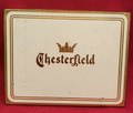 EARLY MID-CENTURY RECTANGULAR PURPLE AND GOLD CHESTERFIELD CIGARETTE TIN BOX