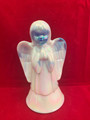 FENTON BLUE AND WHITE OPAL IRIDESCENT "PRAYING ANGEL" GLASS FIGURINE MADE IN USA