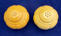 VINTAGE 1940’S HOMER LAUGHLIN CO RIVIERA POTTERY YELLOW SALT AND PEPPER SHAKERS