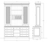 Shop drawing of Dinsmore Dresser with wire screen door panels and plate rack.