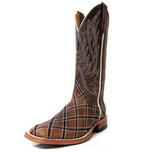 ANDERSON BEAN MEN'S HORSE POWER DISTRESSED PATCHWORK SQUARE TOE BOOTS