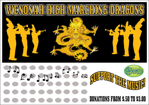 Band Scratch off Fundraiser Card will raise $100-$10,000.  Scratch off Card, Scratch off Fundraiser, Fundraising, School, Sports, High School, Middle School, Music, Save the Arts.