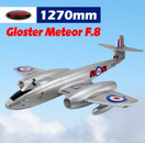 Dynam Gloster Meteor F8 V2 1270mm Silver 6S Twin 70mm EDF RC Jet w/ Flaps 8974V2PNP