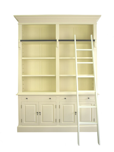 Marseille 4 Door Bookcase + Ladder (A/Cream)
