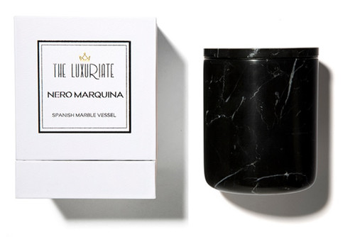 The Luxuriate Nero Marquina Marble Candle Vessel and box