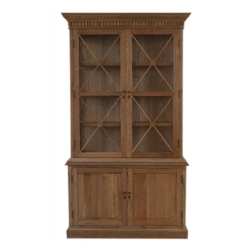 French Cross 2 Door Sideboard & Hutch - Natural Oak - 125W x 45D x 220H