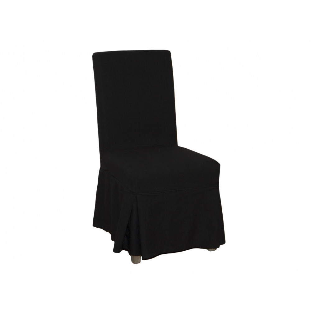 Linen Chair Cover dining chair cover loose - black linen - maison living Linen Chair Cover dining chair cover loose - black linen - maison living