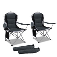 Set of 2 Portable Folding Camping Armchair - Grey