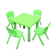 Kids Children Square Green Activity Table with 4 Green Chairs