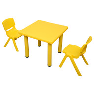 Kids Children Square Yellow Activity Table with 2 Yellow Chairs