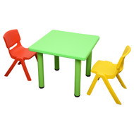 Kids Children Square Green Activity Table with 2 Mixed Chairs