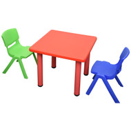 Kids Children Square Red Activity Table with 2 Mixed Chairs