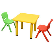 Kids Children Square Yellow Activity Table with 2 Mixed Chairs