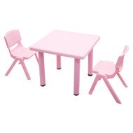 Kids Children Square Pink Activity Table with 2 Pink Chairs