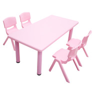 Kids Rectangle Pink Activity Table with 4 Pink Chairs Set