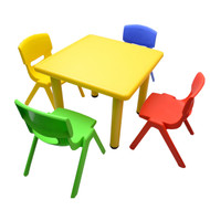 Kids Children Square Activity Table with 4 Chairs Yellow