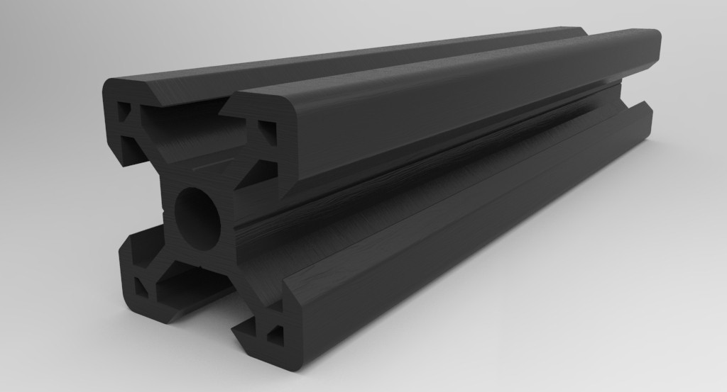 ブラック マウントレール 約20cm ボルト式 Black 20x20 V Slot Rail - Opensource Luthier Supply