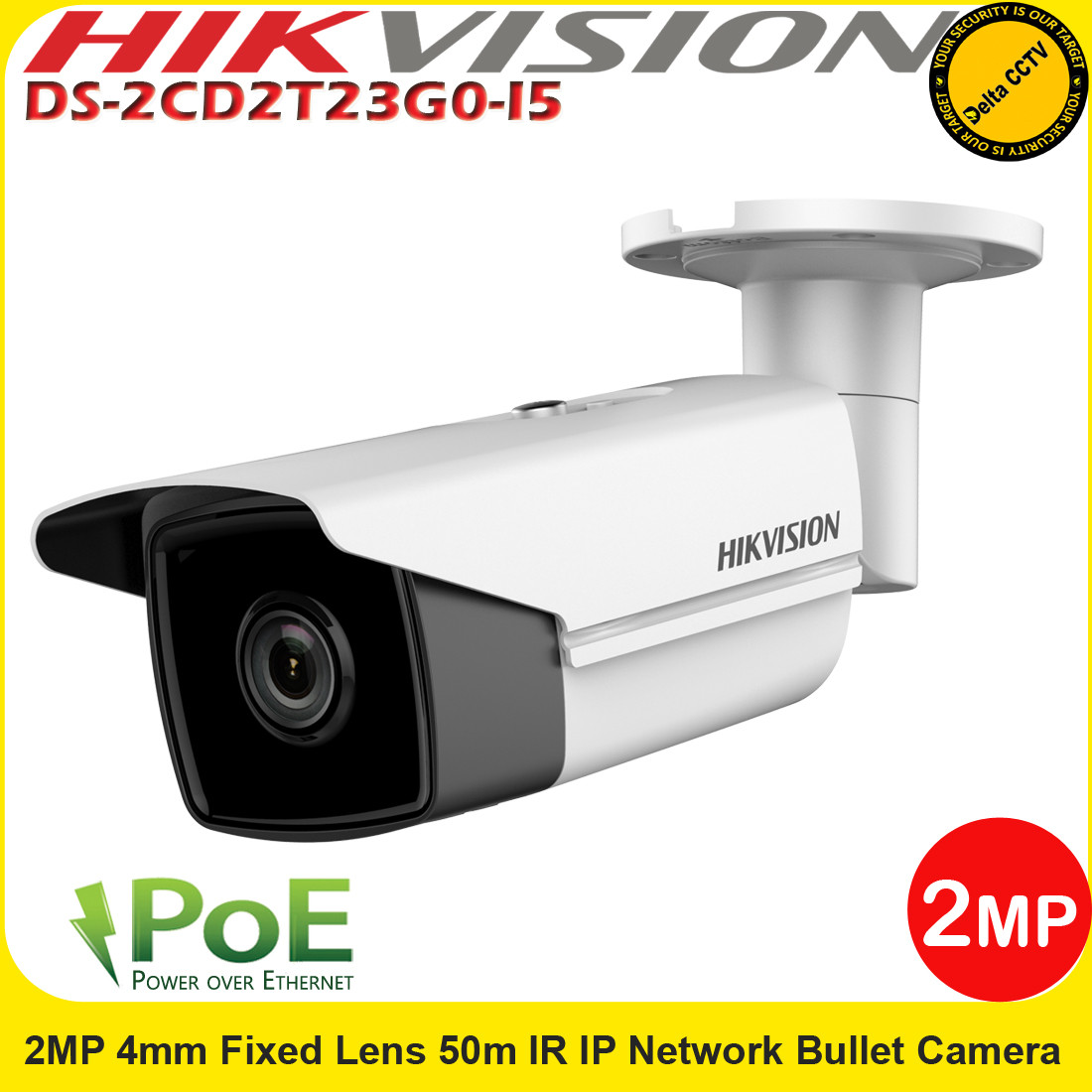 Hikvision 2MP 4mm Fixed Lens 50m IR IP Network Bullet Camera