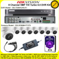 Hikvision 8 Channel 5MP TVI Turbo 4.0 DVR DS-7208HUHI-K1 Kit With 8 x 5MP 2.8mm lens 40m IR EXIR Turret Cameras DS-2CE56H1T-IT3 & 4TB WD Purple Surveillance HDD