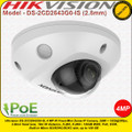 Hikvision DS-2CD2543G0-IS 4MP 2.8mm Fixed Lens 10m IR Distance PoE IP WDR Mini Dome Camera, Built-in-Audio Camera H.265+ Compression
