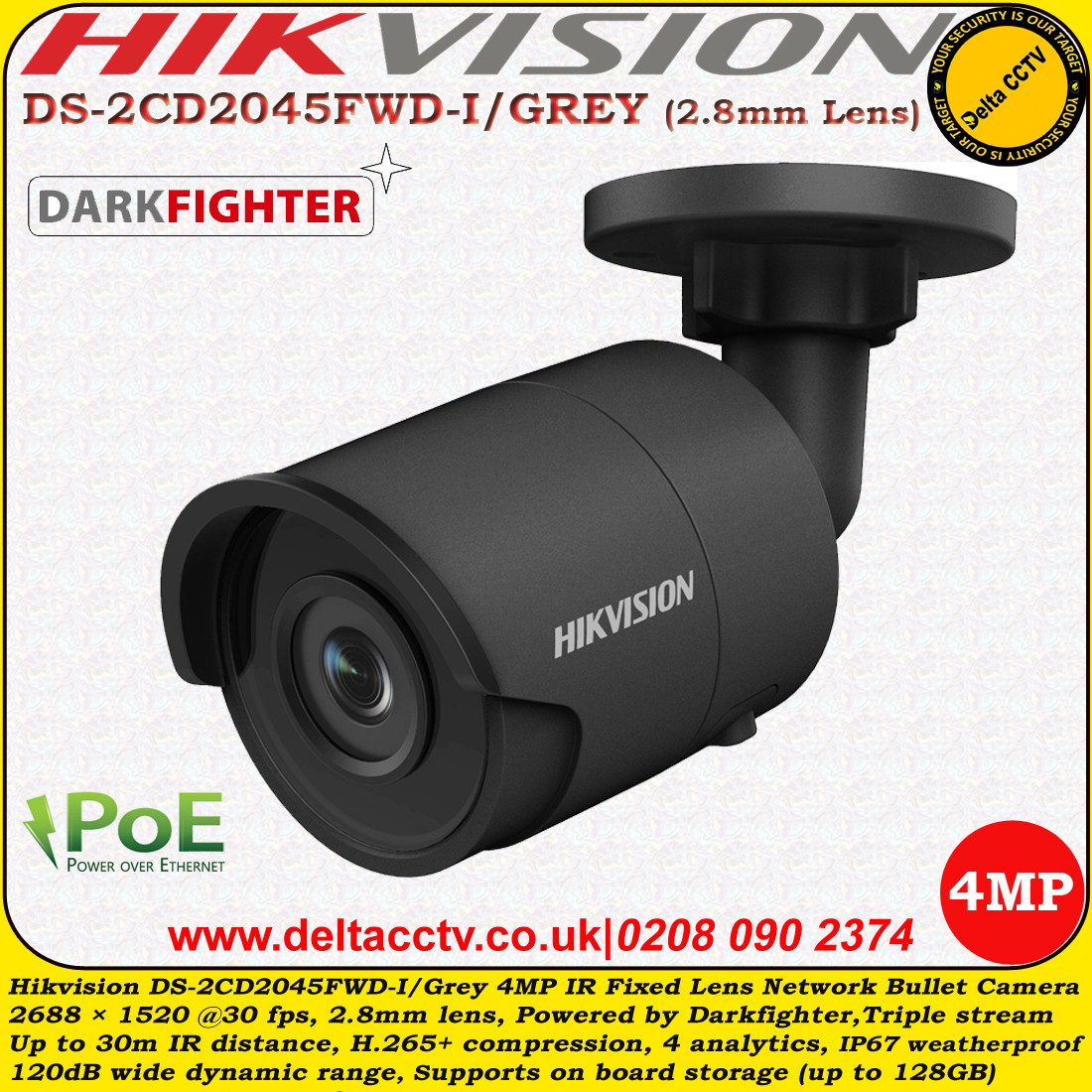 hikvision 4mp darkfighter bullet camera