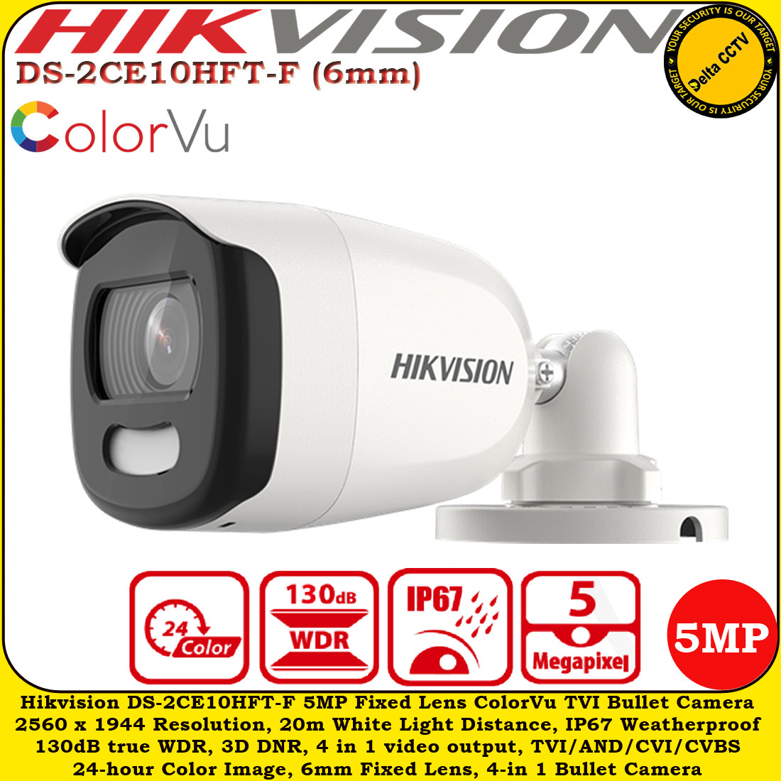 hikvision 5mp 6mm bullet camera