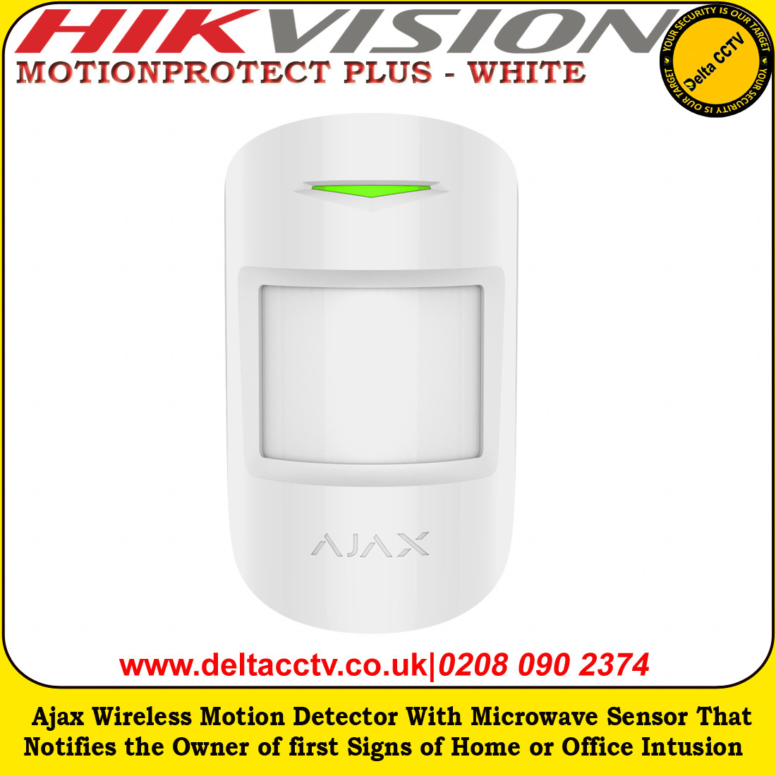 Ajax MOTIONPROTECT PLUS - WHITE Wireless Motion Detector With Microwave ...